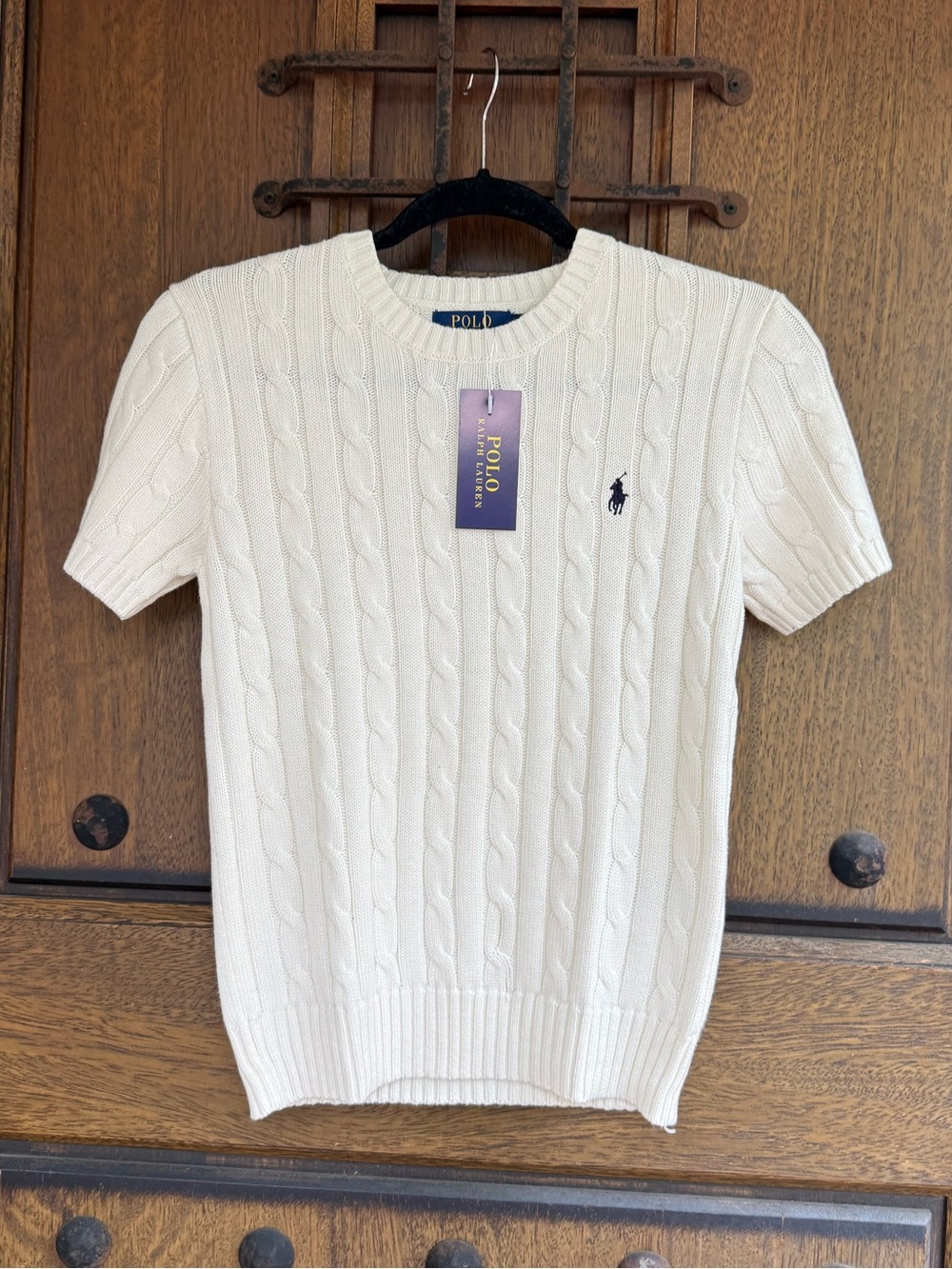 Polo Ralph Lauren Off White Shirt Sleeve Cable Knit Size XS
